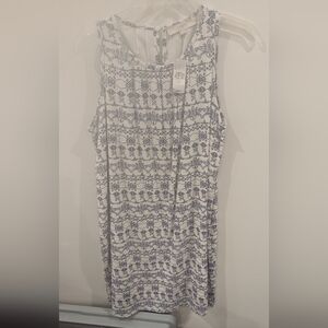Loft white & blue pattern dress